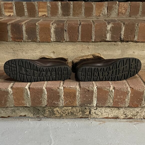 Brand New NIB Stuart Weitzman Brown Leather Shearling Cooper Chill Boot Size 9 - Picture 8 of 9